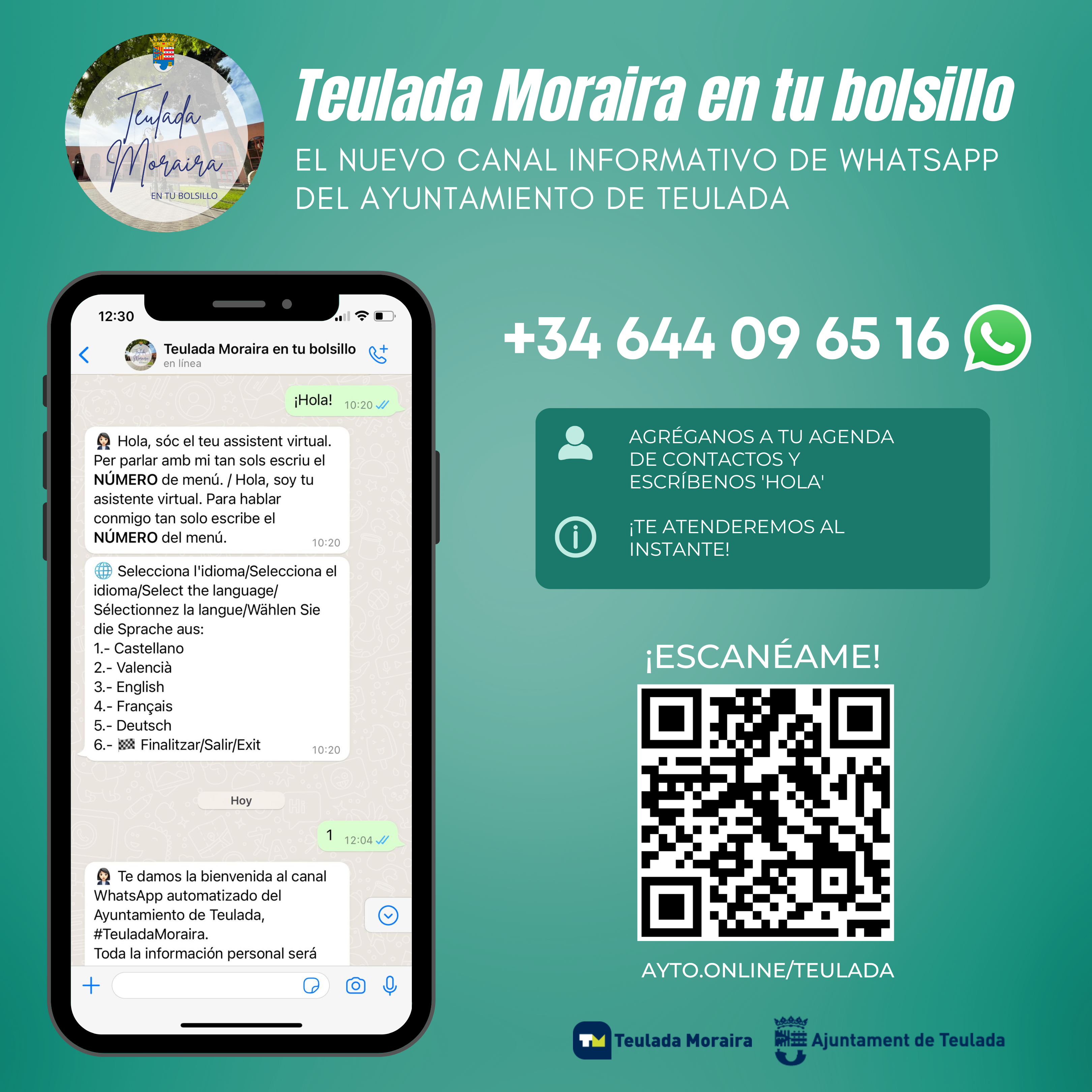 🟢 Neuer WhatsApp-Kanal der Stadtverwaltung von Teulada-Moraira